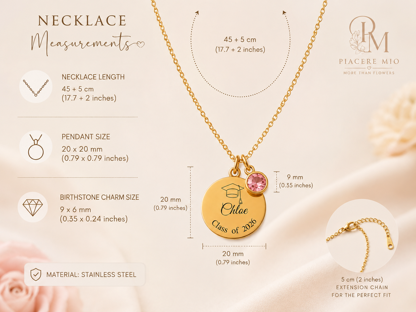 Personalized Graduation Birthstone Necklace ✨