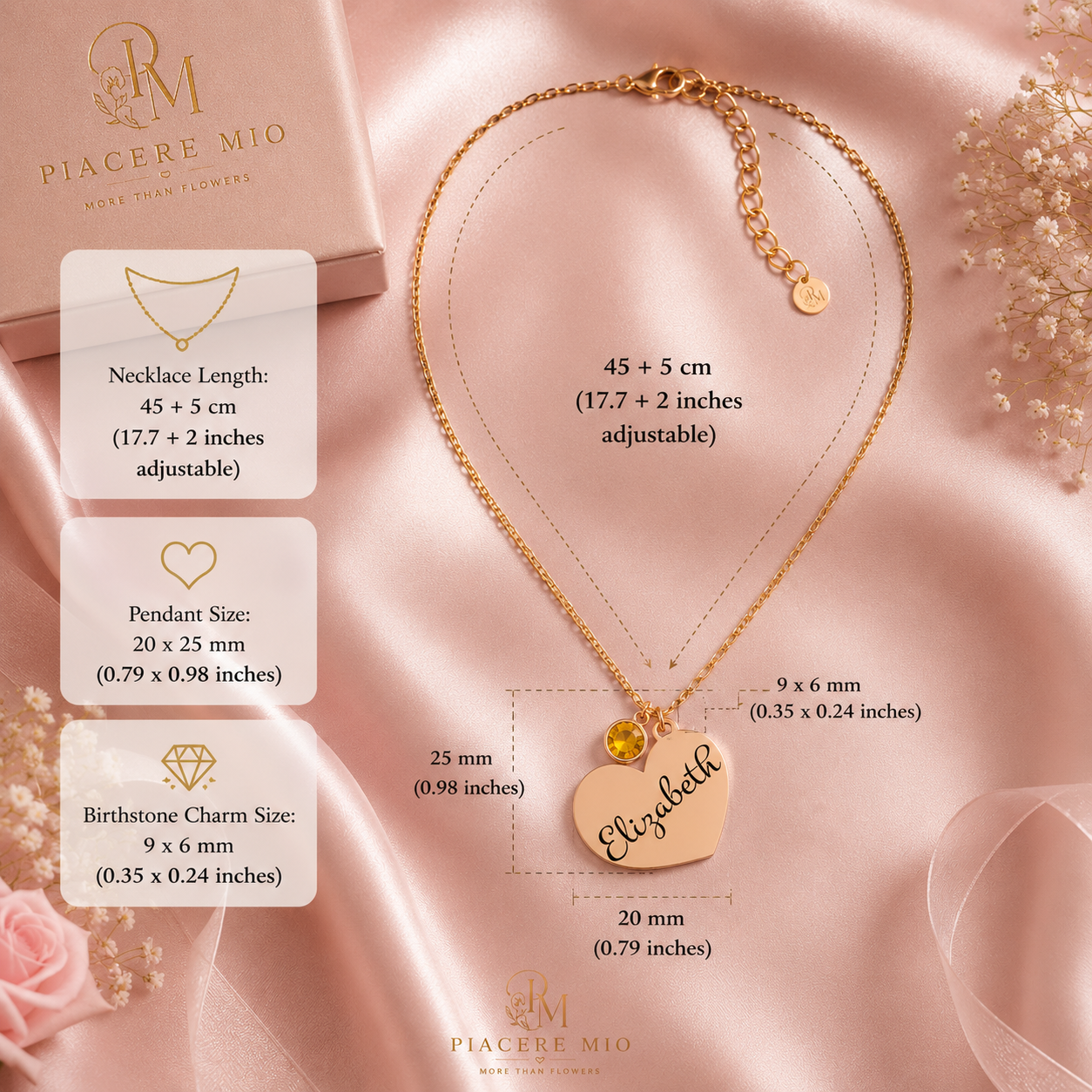 Personalized Heart Graduation Necklace with Birthstone ✨