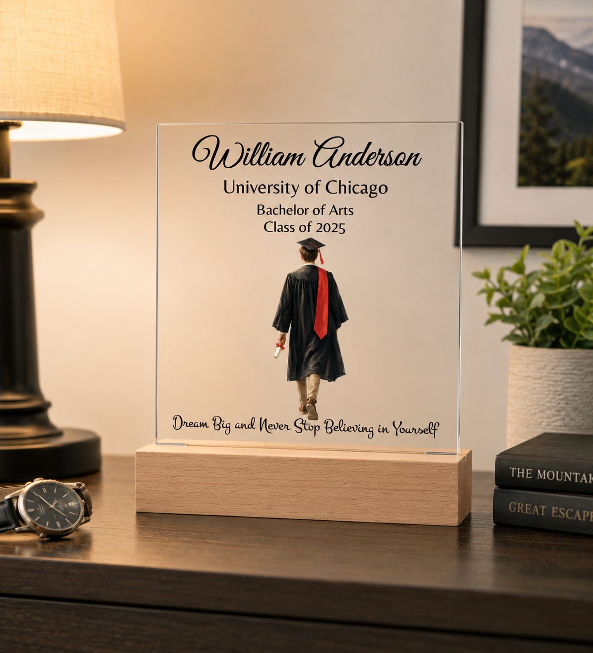 Personalized Graduation Gift for Her or Him – LED Acrylic Plaque