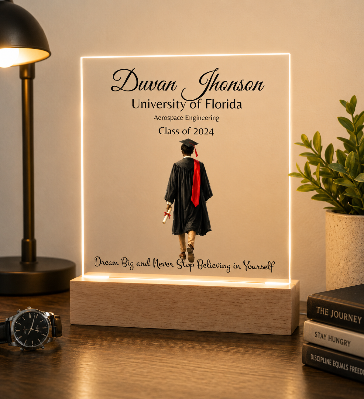 Personalized Graduation Gift for Her or Him – LED Acrylic Plaque