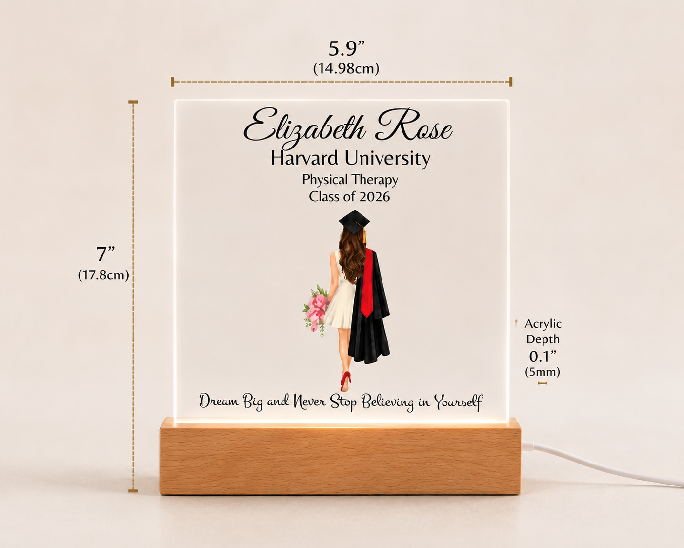 Personalized Graduation Gift for Her or Him – LED Acrylic Plaque