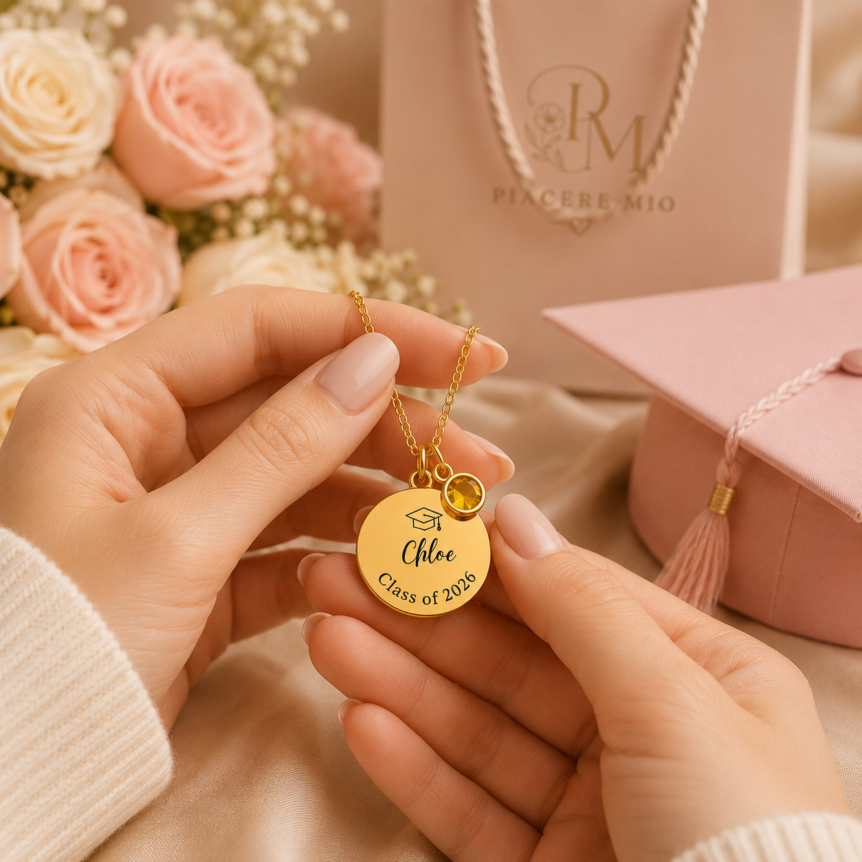 Personalized Graduation Birthstone Necklace ✨
