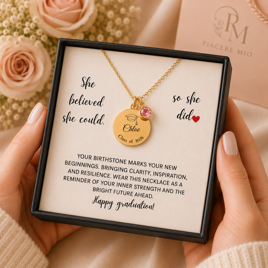 Personalized Graduation Birthstone Necklace ✨
