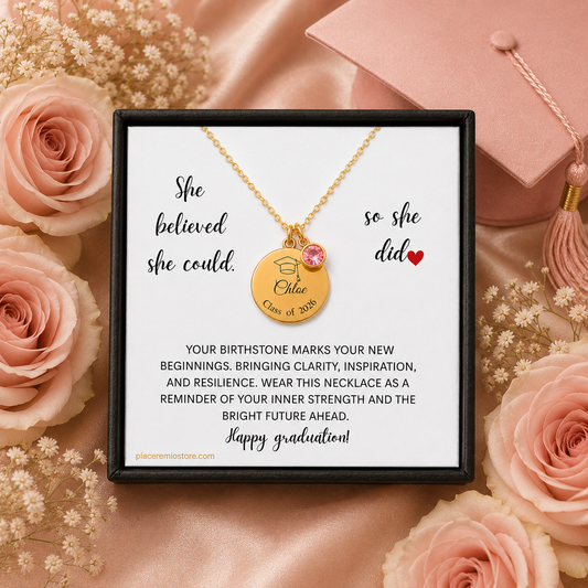Personalized Graduation Birthstone Necklace ✨
